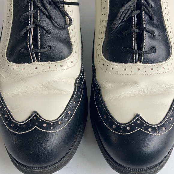 Footjoy Europa Collection wing tip style cream and black golf shoes - Picture 16 of 16